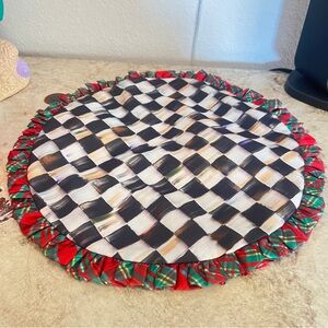 MacKenzie-Childs Red and Green Plaid Ruffled Placemat